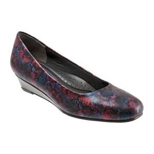 TROTTERS | Lauren Dark Floral Wedge Pumps Square Toe Comfort Shoes | Size 11